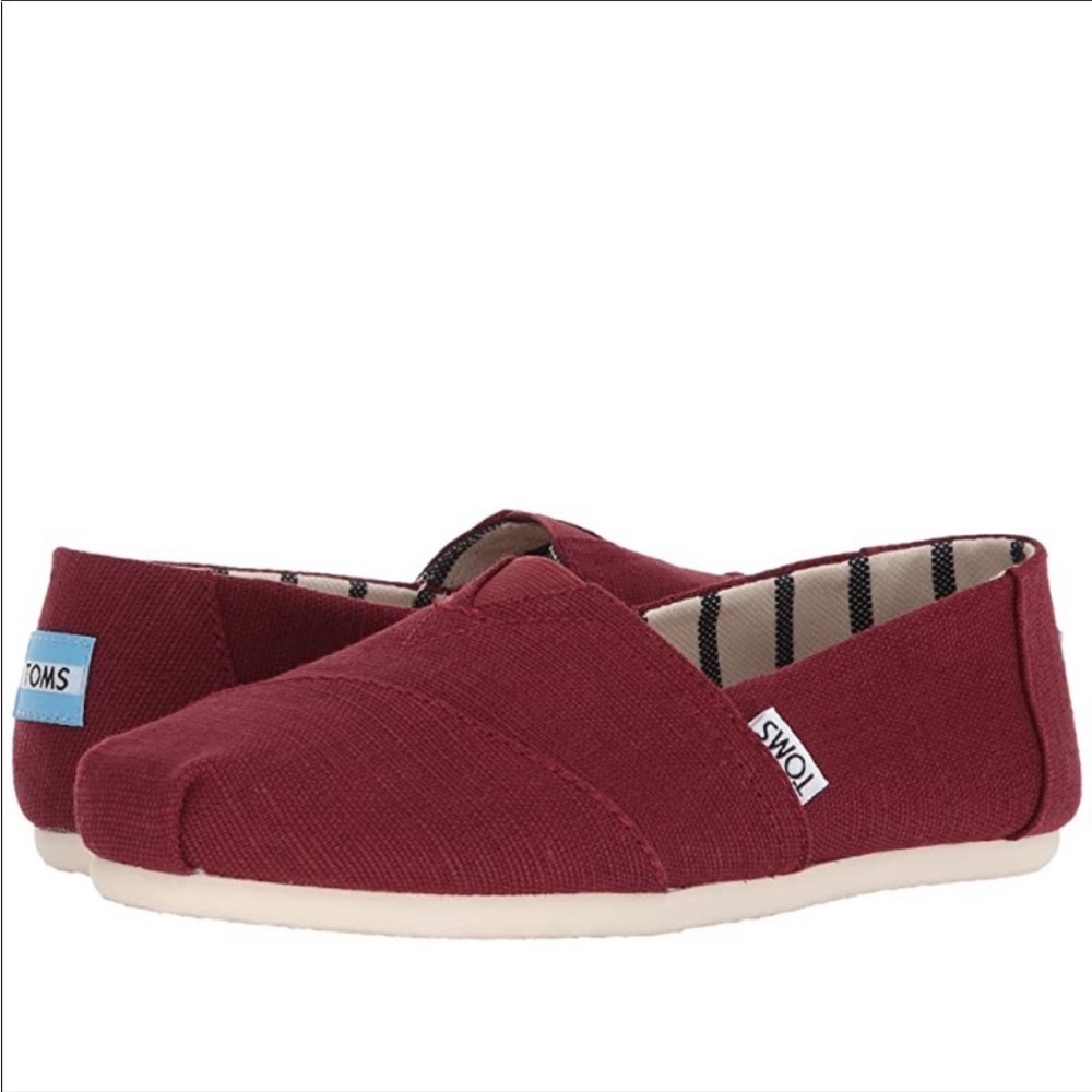 Toms Red Canvas Alpargata Slip On Shoes